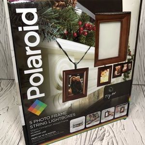 Polaroid 5 Photo Frame Lightboxes - Warm Cinnamon Wood Frame Open Box tested
